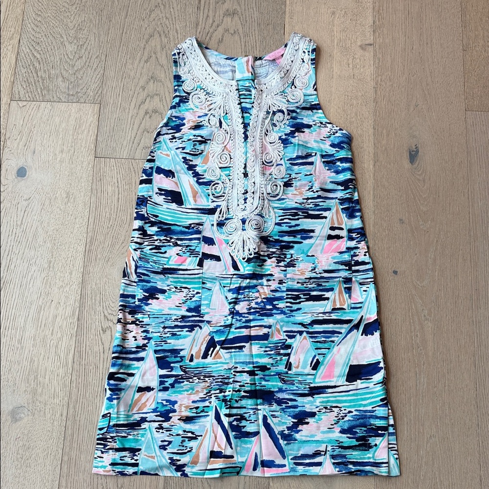 Lilly Pulitzer Carlotta Stretch Shift Dress – Pier Pressure Print, Size 4, EUC